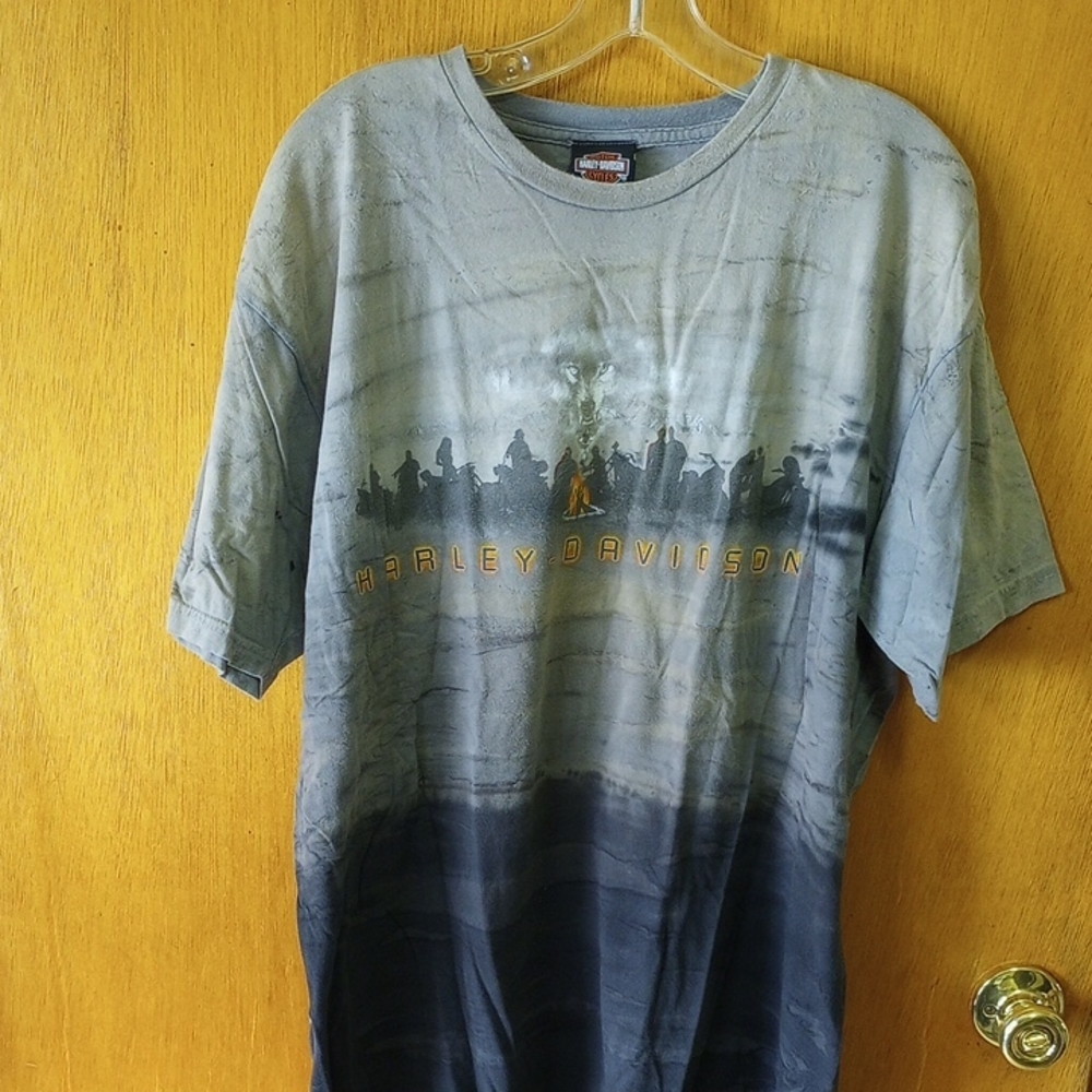 Harley-Davidson XL Biker Tee, Bedford, TX, Gray, Wolf, Eagle, Bonfire